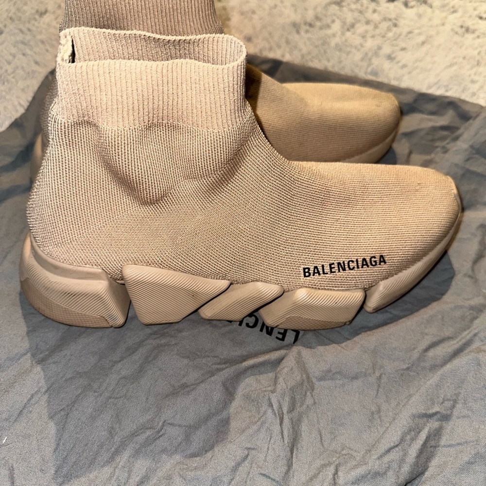 Balenciaga Taupe Knit Sneakers